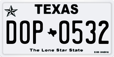 TX license plate DOP0532