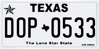 TX license plate DOP0533