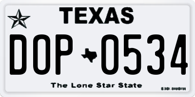 TX license plate DOP0534
