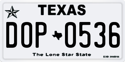 TX license plate DOP0536