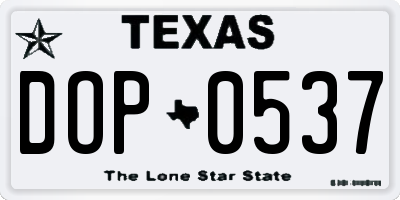 TX license plate DOP0537