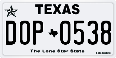 TX license plate DOP0538