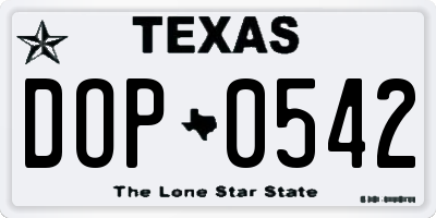 TX license plate DOP0542