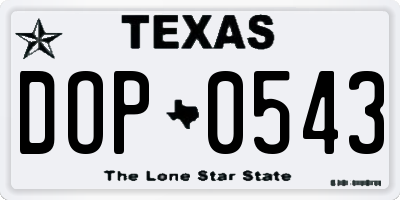 TX license plate DOP0543