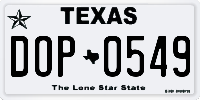 TX license plate DOP0549