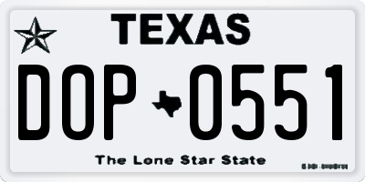 TX license plate DOP0551