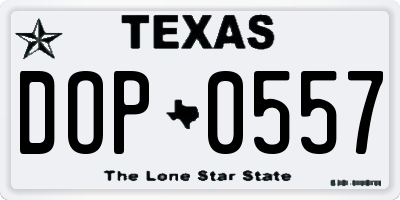 TX license plate DOP0557