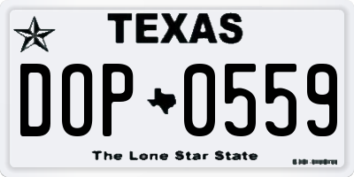 TX license plate DOP0559
