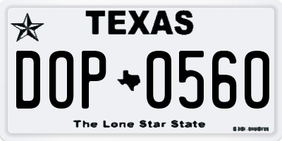 TX license plate DOP0560