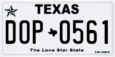 TX license plate DOP0561