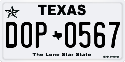TX license plate DOP0567