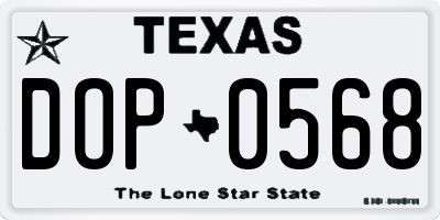 TX license plate DOP0568