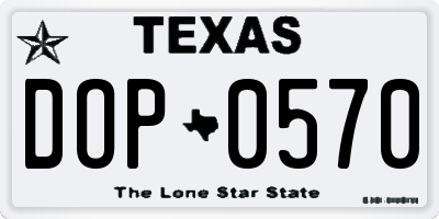 TX license plate DOP0570
