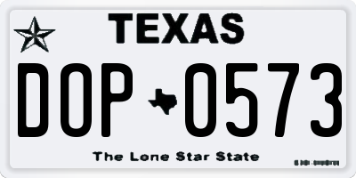 TX license plate DOP0573