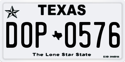 TX license plate DOP0576