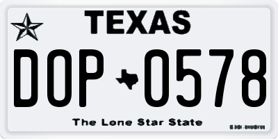 TX license plate DOP0578