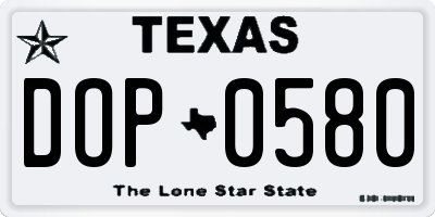 TX license plate DOP0580