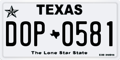 TX license plate DOP0581