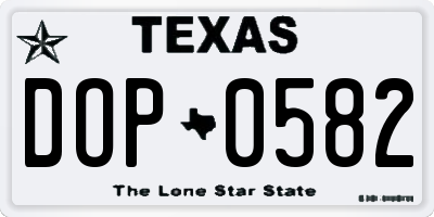 TX license plate DOP0582