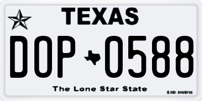 TX license plate DOP0588