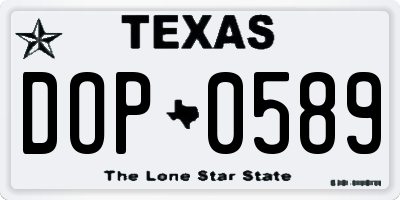 TX license plate DOP0589