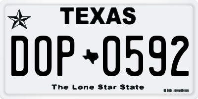 TX license plate DOP0592
