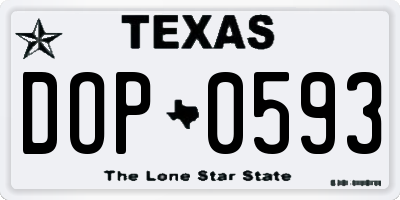 TX license plate DOP0593