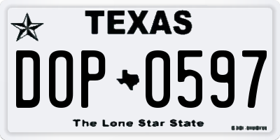 TX license plate DOP0597