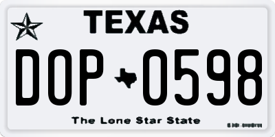 TX license plate DOP0598