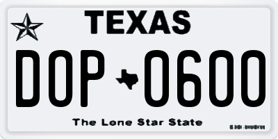 TX license plate DOP0600