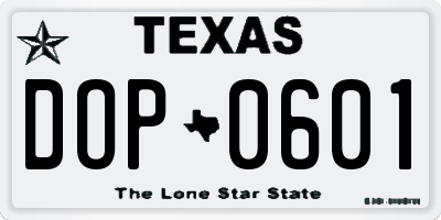 TX license plate DOP0601