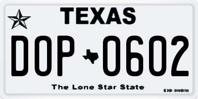 TX license plate DOP0602