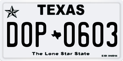 TX license plate DOP0603