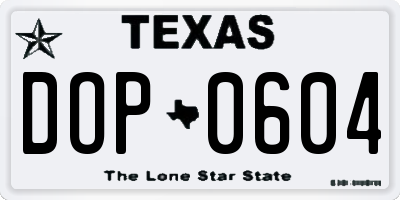 TX license plate DOP0604