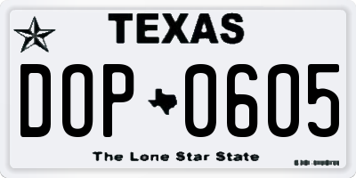 TX license plate DOP0605