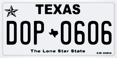 TX license plate DOP0606