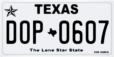 TX license plate DOP0607