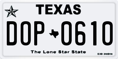 TX license plate DOP0610
