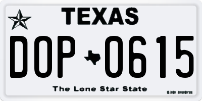 TX license plate DOP0615