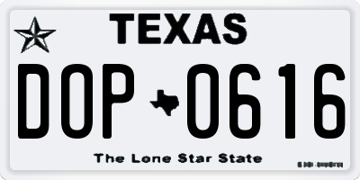 TX license plate DOP0616