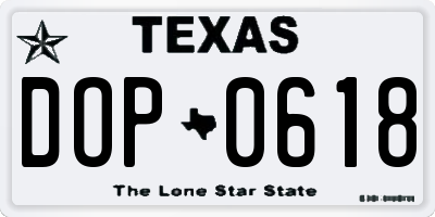 TX license plate DOP0618