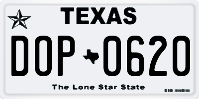 TX license plate DOP0620