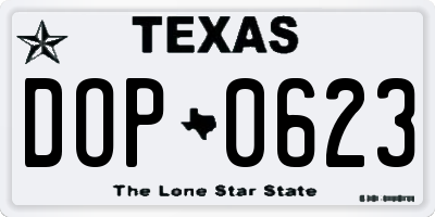 TX license plate DOP0623