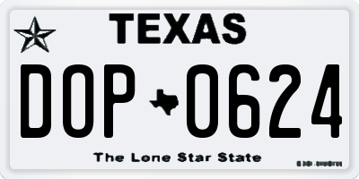 TX license plate DOP0624