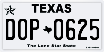 TX license plate DOP0625