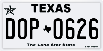 TX license plate DOP0626