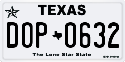 TX license plate DOP0632