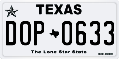 TX license plate DOP0633