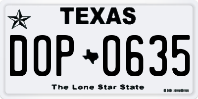TX license plate DOP0635