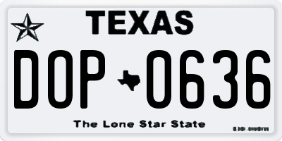 TX license plate DOP0636